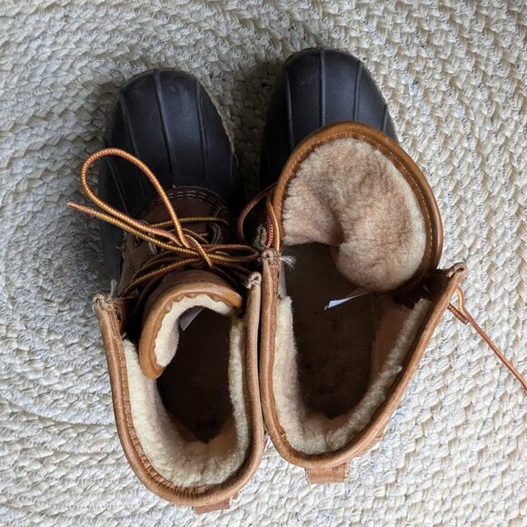 LL Bean 8" Shearling Lined Insulated Leather Lace Up Boots Women's 9.5 / 10 - Picture 2 of 12